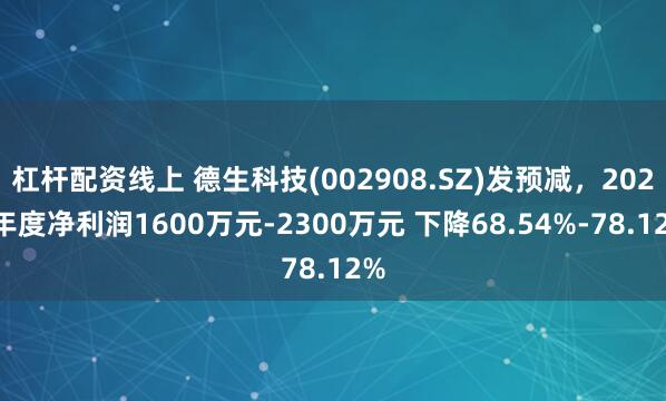 杠杆配资线上 德生科技(002908.SZ)发预减，2024年度净利润1600万元-2300万元 下降68.54%-78.12%