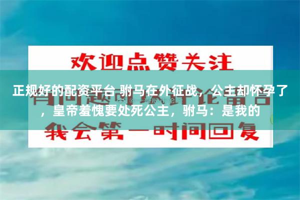 正规好的配资平台 驸马在外征战，公主却怀孕了，皇帝羞愧要处死公主，驸马：是我的