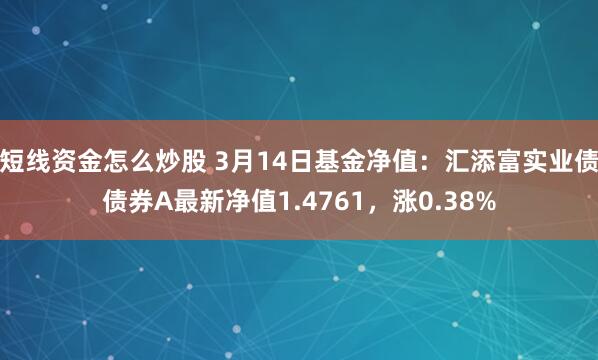 短线资金怎么炒股 3月14日基金净值：汇添富实业债债券A最新净值1.4761，涨0.38%